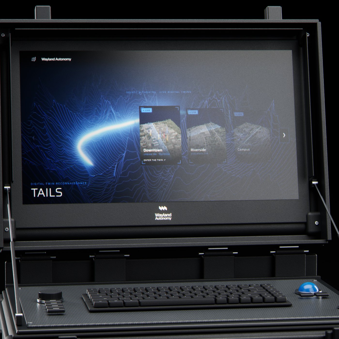 The screen and keyboard of the DEN console